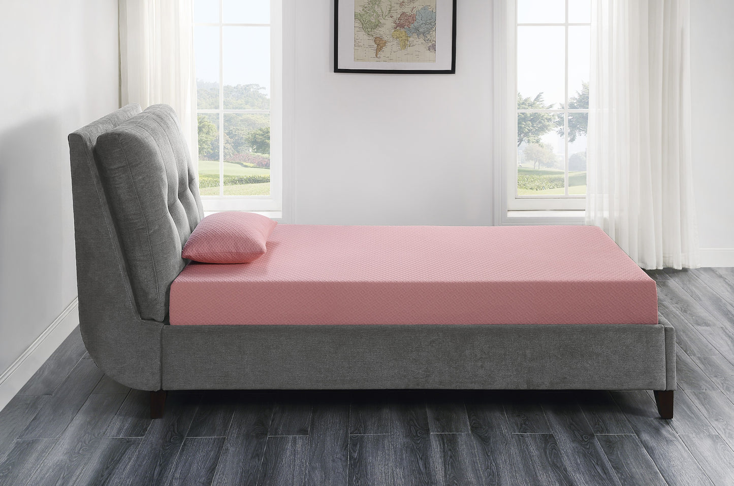 MT-PG07PKF - 7" Pink Full Gel-Infused Memory Foam Mattress and Pillow Set