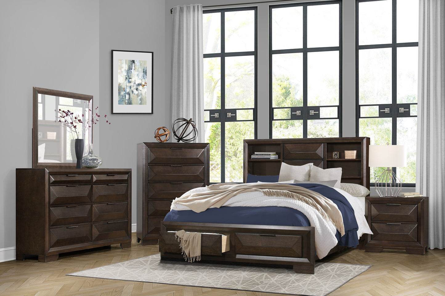 1753K-1EK* - (3)Eastern King Platform Bed with Footboard Storage