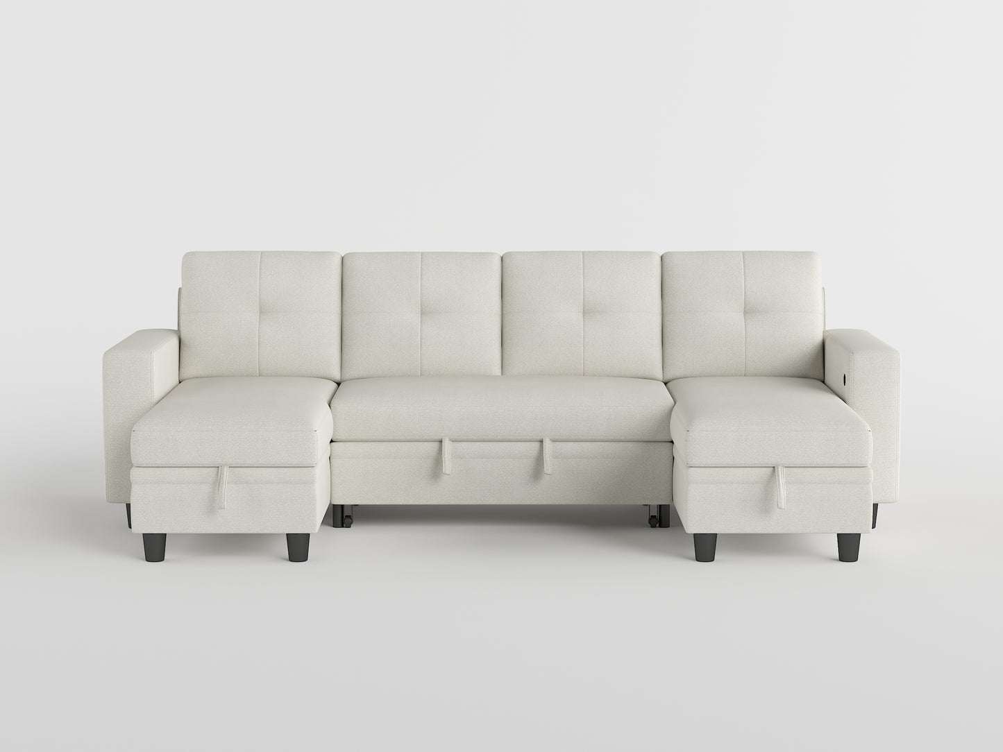 9705BE*42AVC - (4)Sectional with Two Chaises, Pull-out Bed, Shelves and Charging Ports