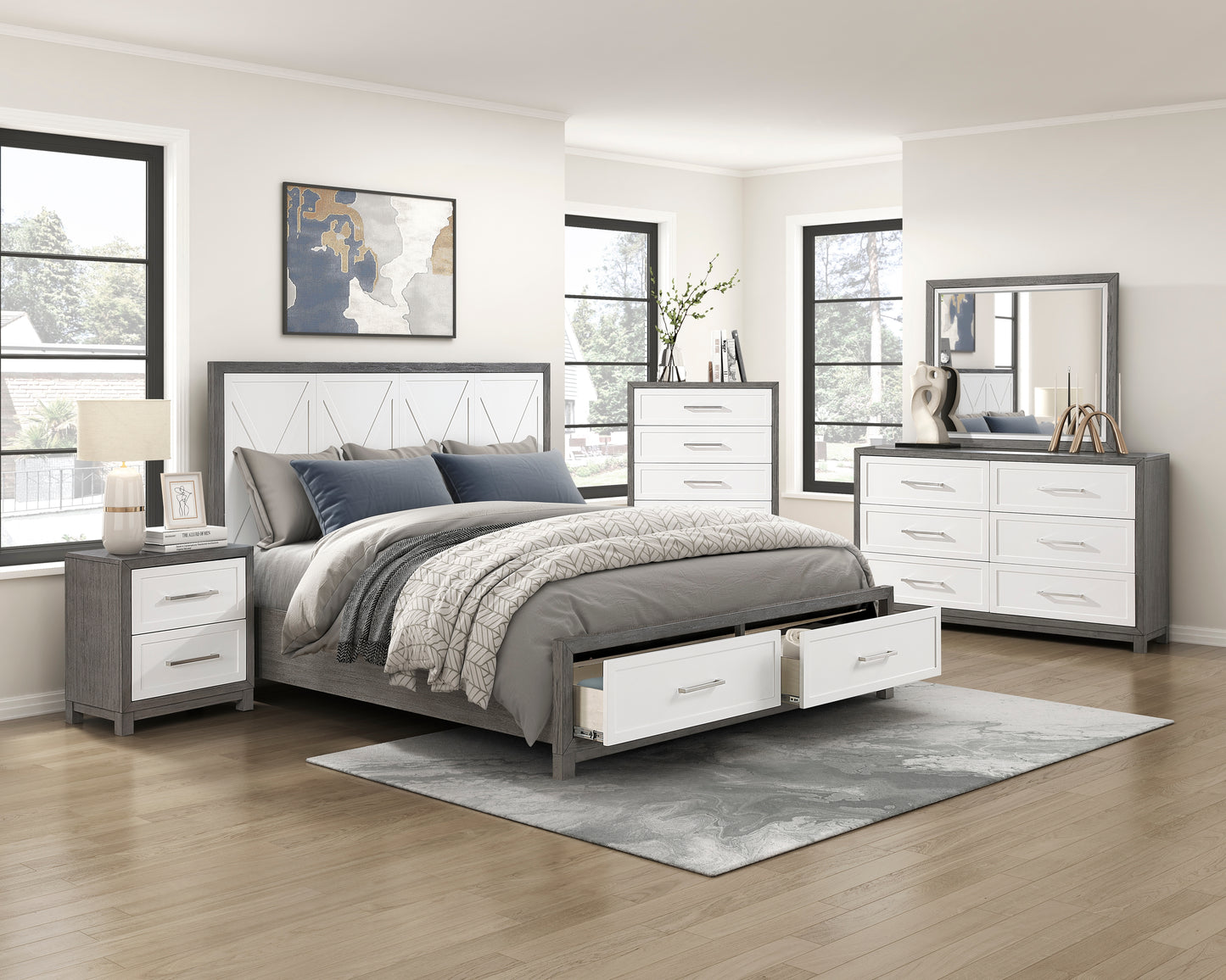 1366K-1EK* - (3) Eastern King Platform Bed with Footboard Storage