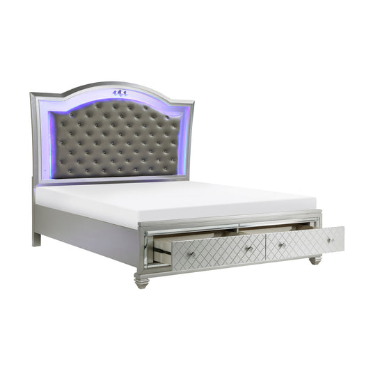 1430-1* - (3) Queen Platform Bed with Footboard Storage