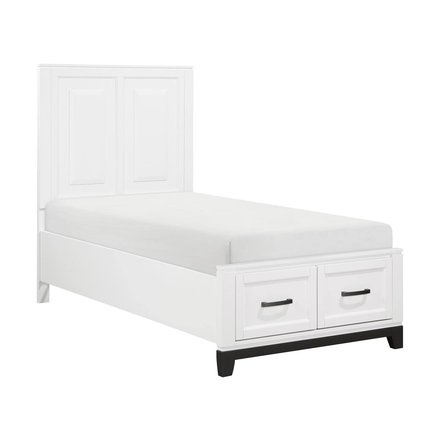 1450WHT-1* - (3) Twin Platform Bed with Footboard Storage