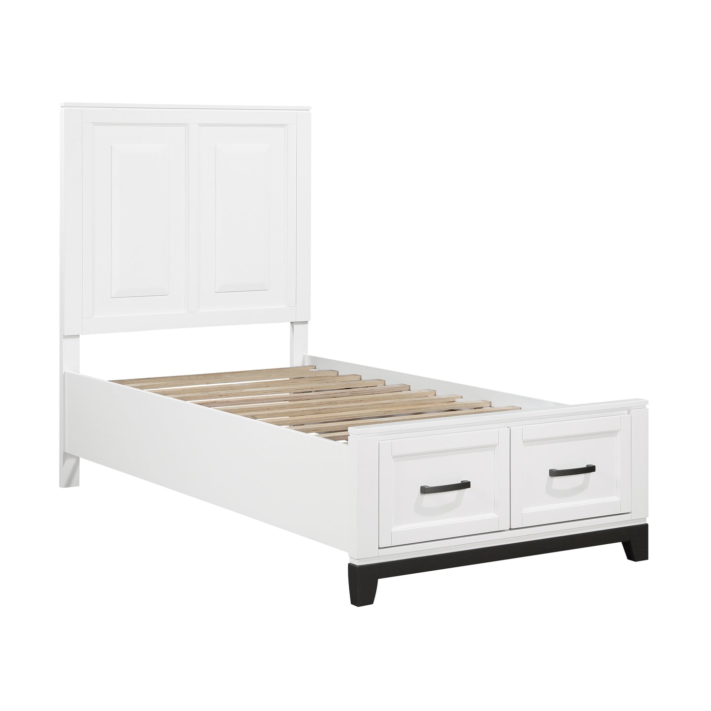 1450WHT-1* - (3) Twin Platform Bed with Footboard Storage