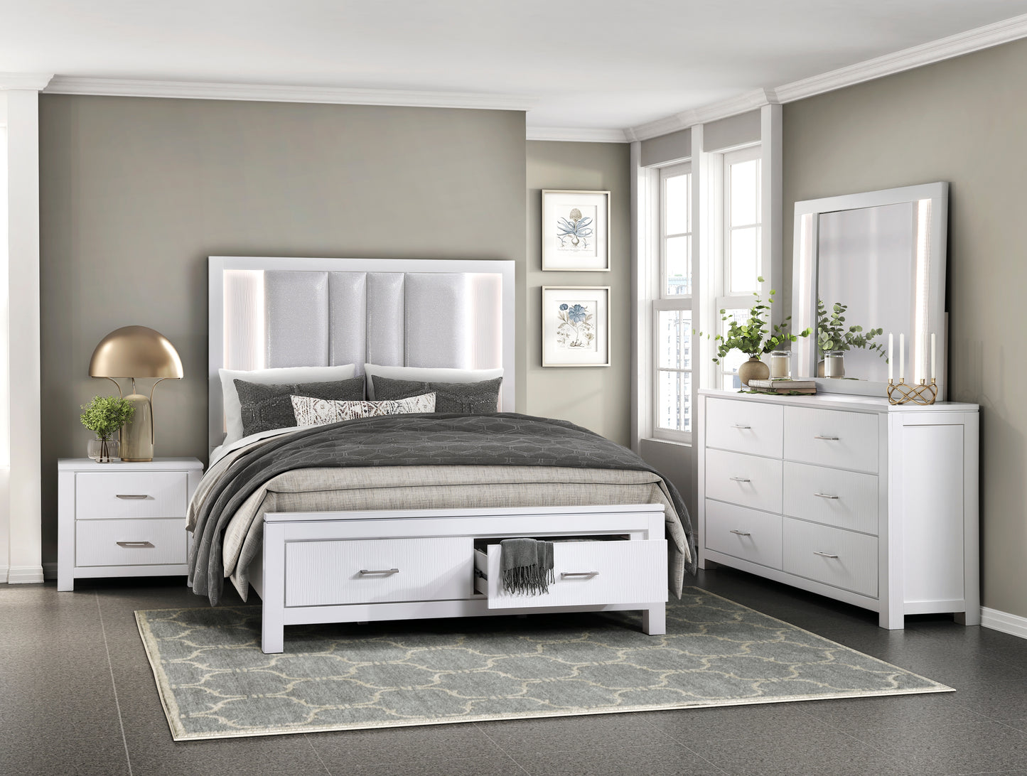 1486K-1EK* - (3) Eastern King Platform Bed with Footboard Storage