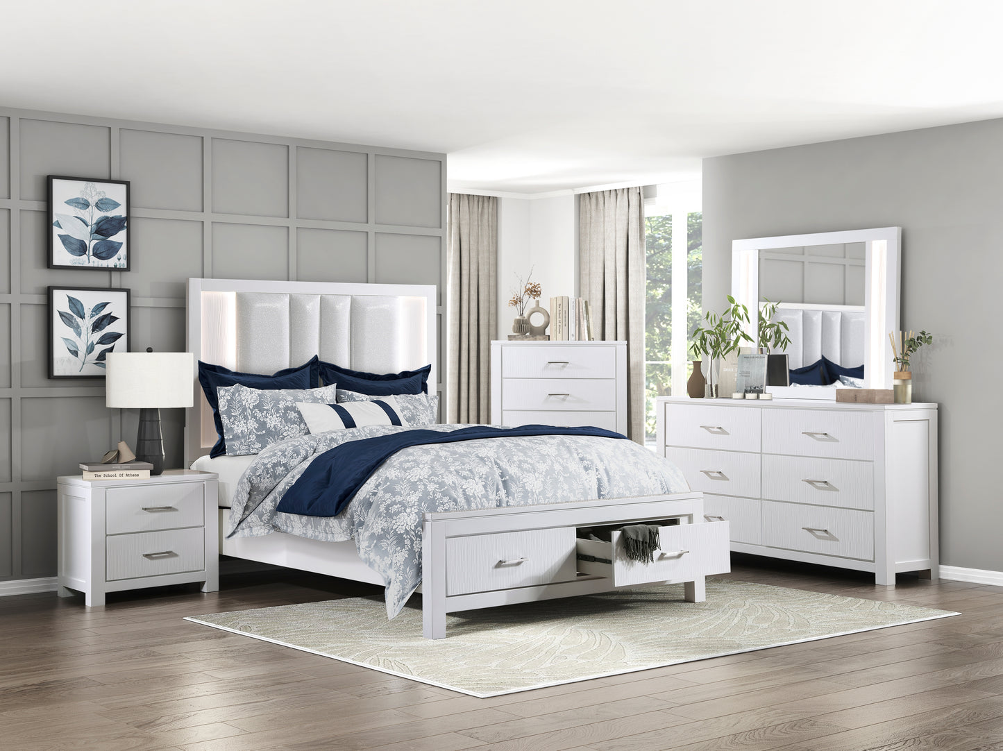 1486K-1EK* - (3) Eastern King Platform Bed with Footboard Storage