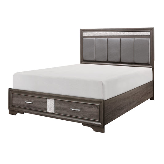 1505-1* - (3) Queen Platform Bed with Footboard Storage