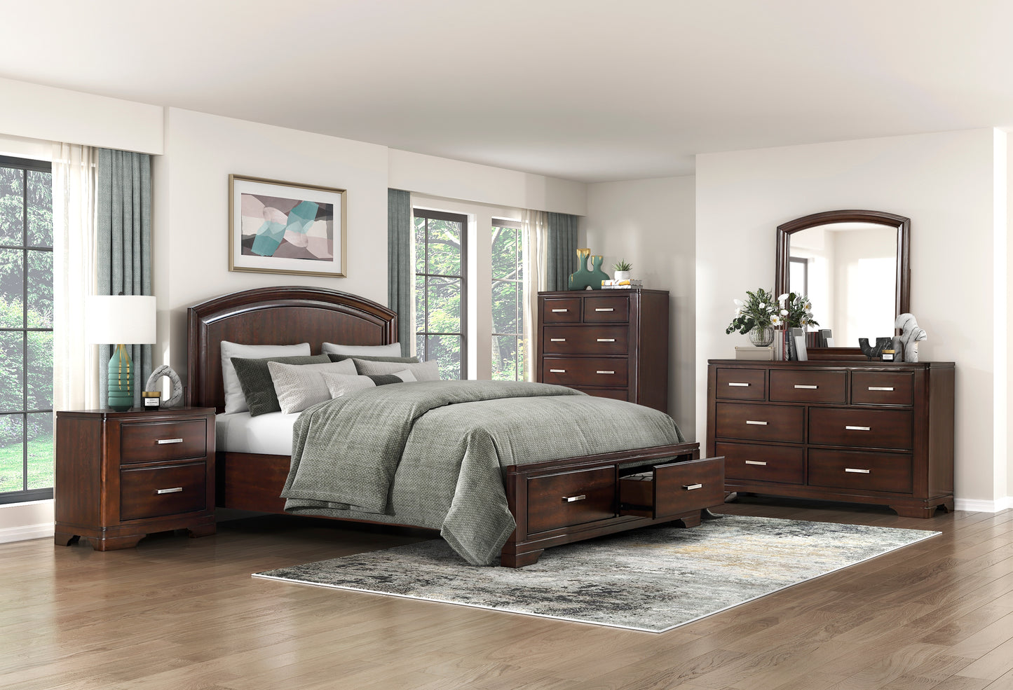 1520CH-1* - (3) Queen Platform Bed with Footboard Storage