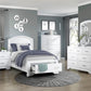 1520WHT-1* - (3) Twin Platform Bed with Footboard Storage
