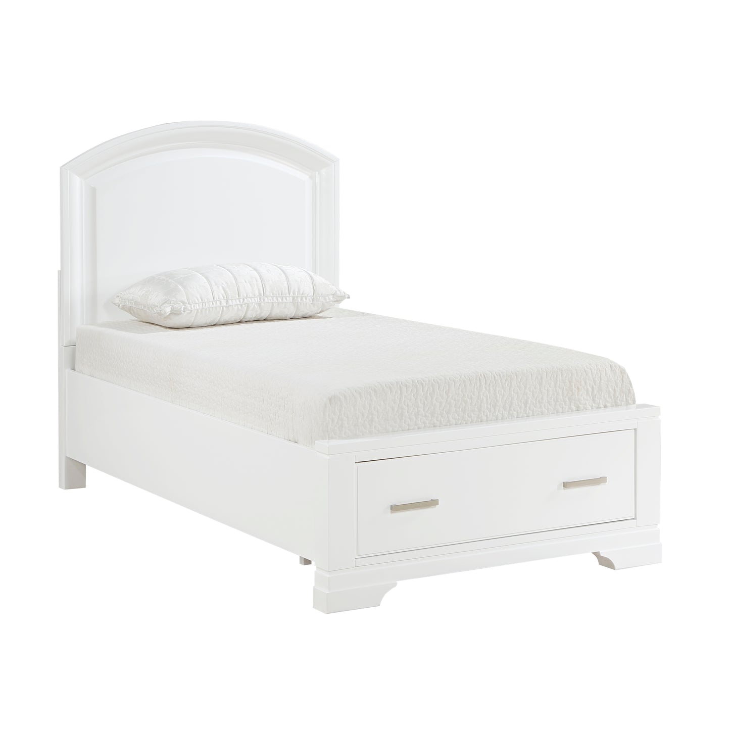 1520WHT-1* - (3) Twin Platform Bed with Footboard Storage