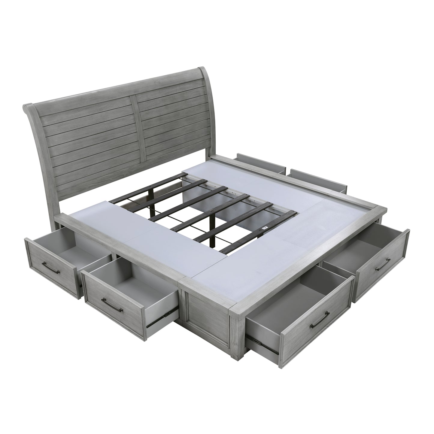1559DGK-1CK* - (4) California King Platform Bed with Storage Footboard and Side Rails
