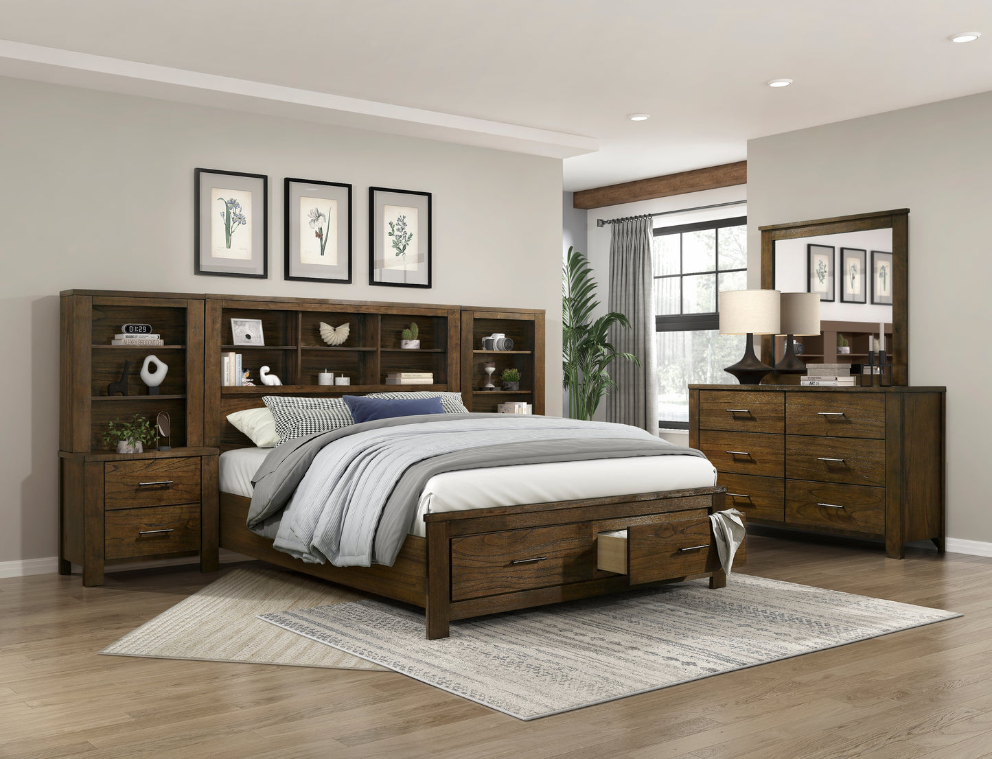 1592K-1EK* - (3) Eastern King Platform Bed with Footboard Storage