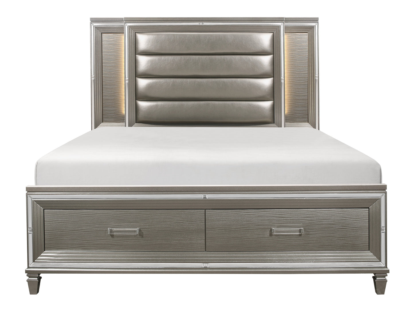 1616-1* - (3)Queen Platform Bed with Footboard Storage, LED Lighting