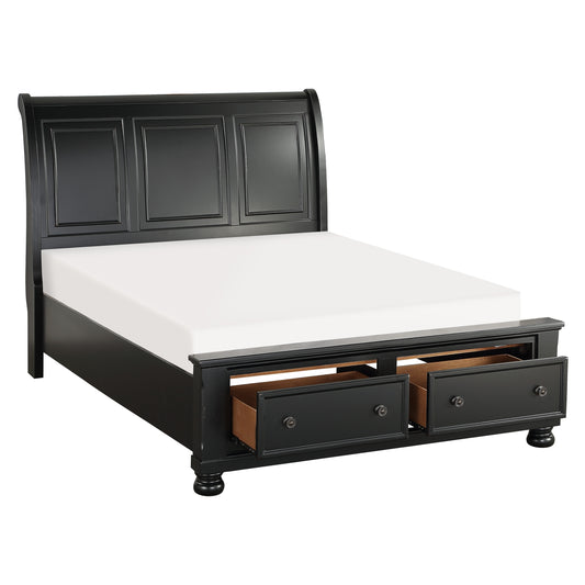 1714BK-1* - (3)Queen Sleigh Platform Bed with Footboard Storage