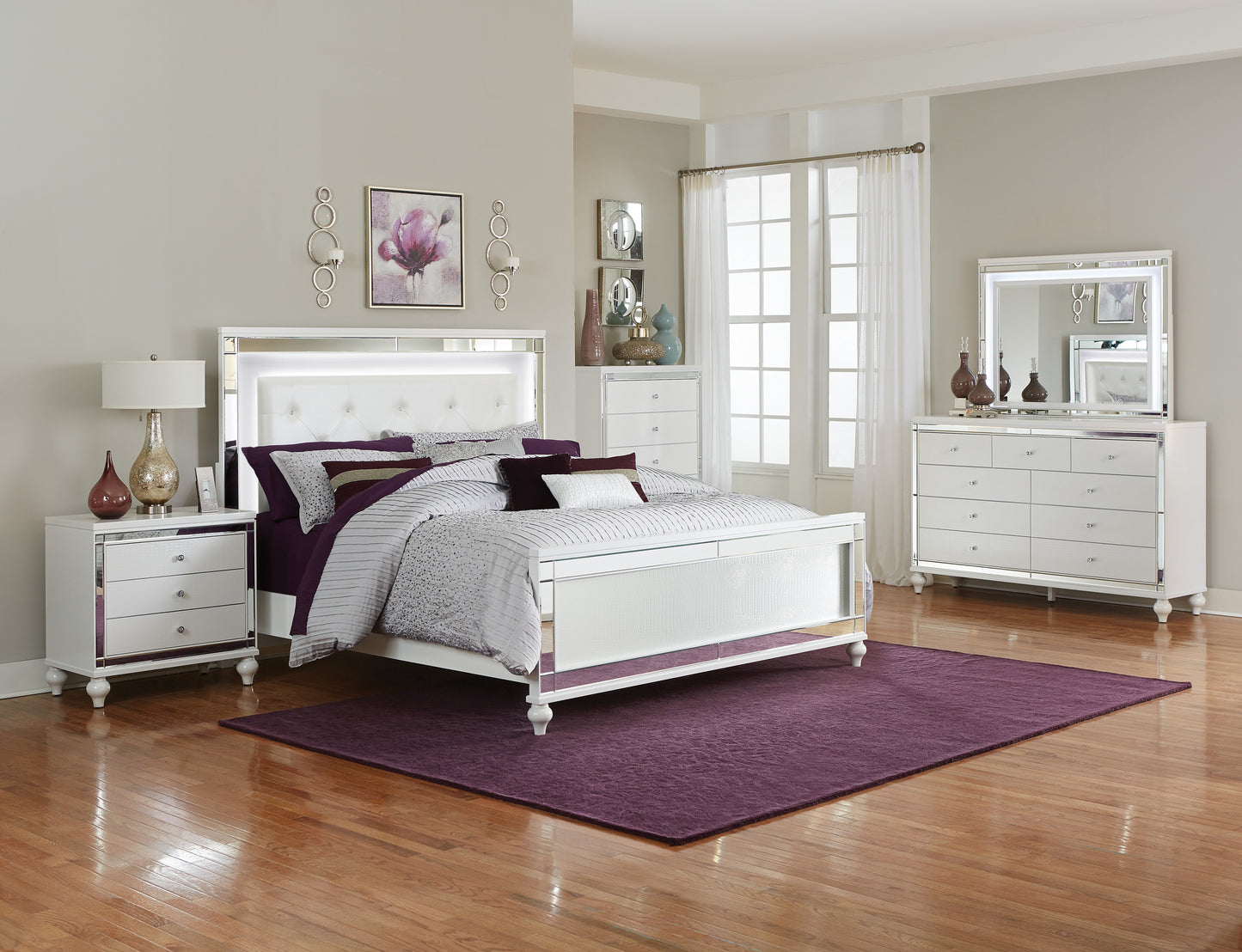 1845KLED-1CK* - (3)California King Bed, LED Lighting