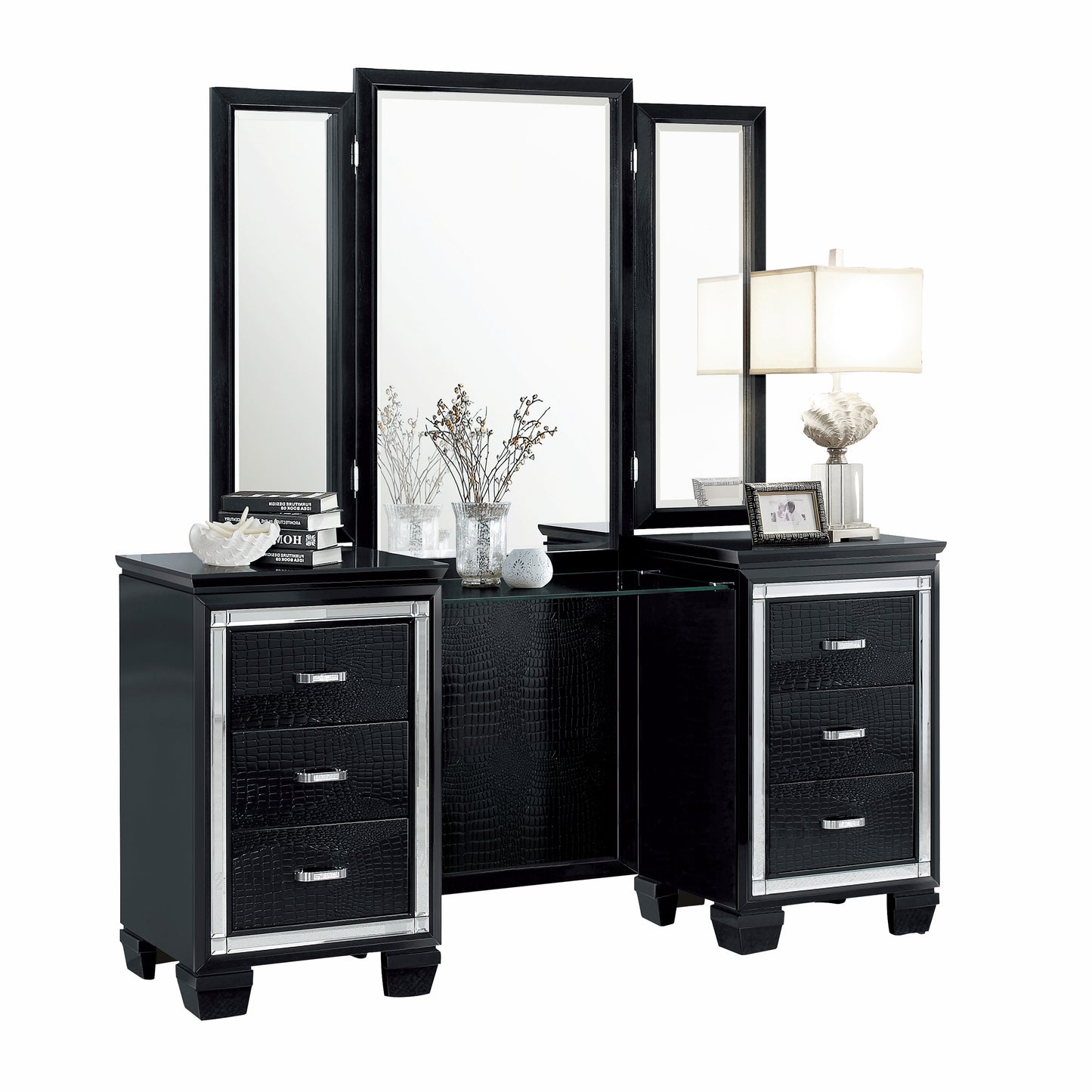 1916BK-15* - (3)Vanity Dresser with Mirror