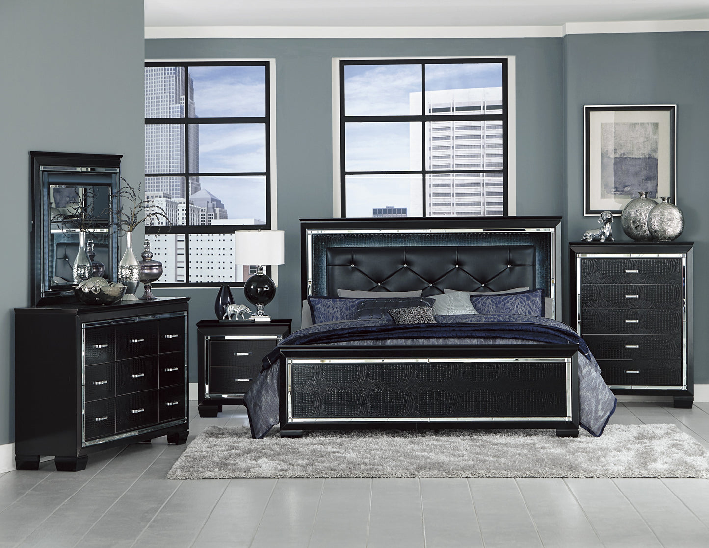1916BK-1* - (3)Queen Bed, LED Lighting