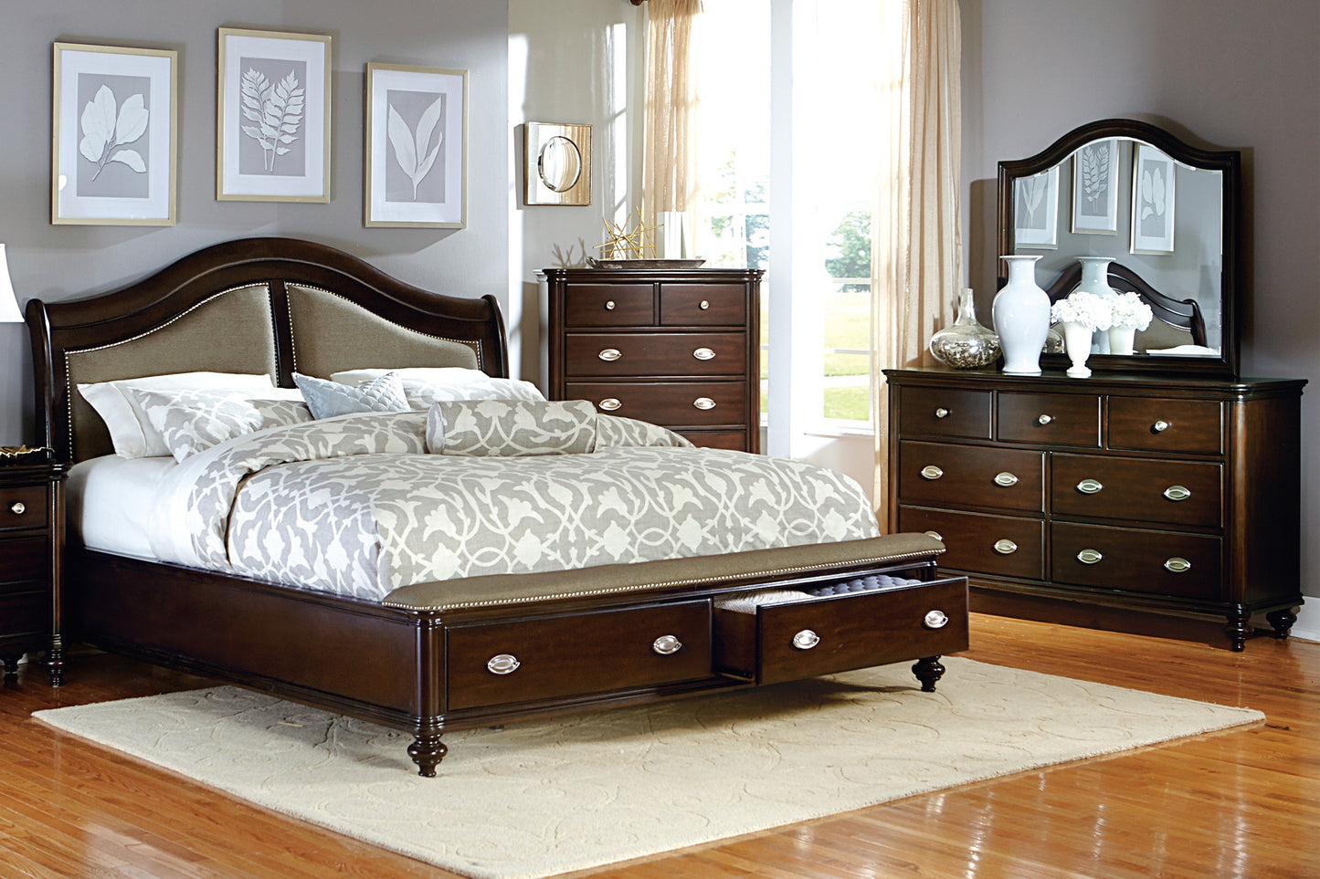 2615DC-1* - (3)Queen Sleigh Platform Bed