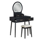 4565BK - Vanity Dresser with Mirror and Stool