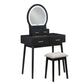 4565BK - Vanity Dresser with Mirror and Stool