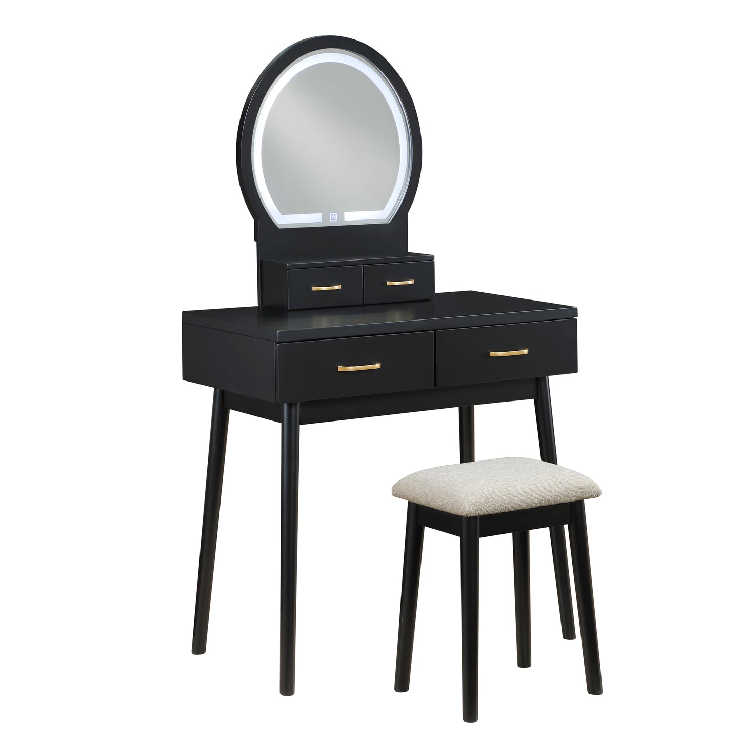 4565BK - Vanity Dresser with Mirror and Stool