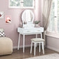 4565WH - Vanity Dresser with Mirror and Stool