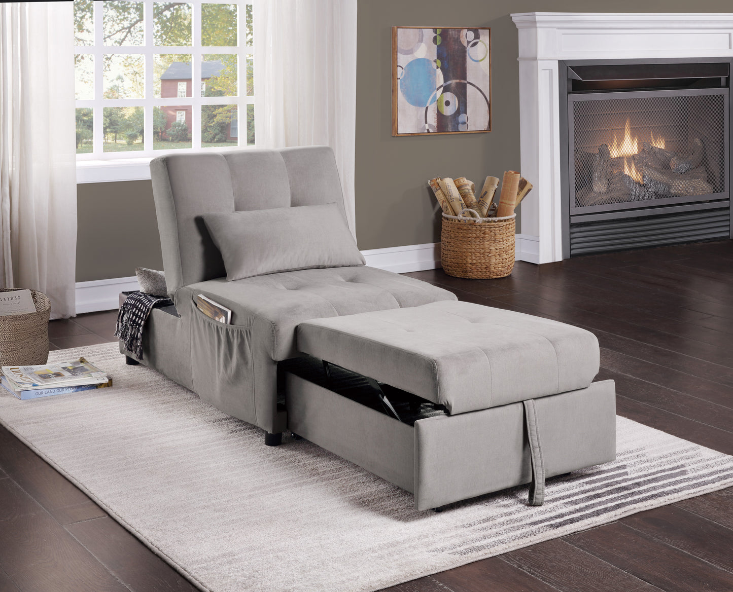 4615-F4 - Lift Top Storage Bench with Pull-out Bed