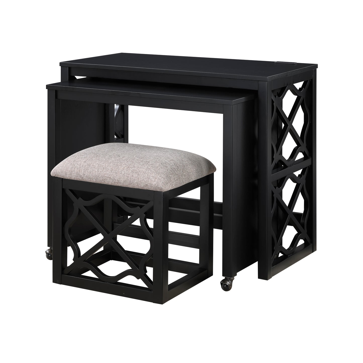 4998BLK - 3-Piece Pack Desks with Stool Set