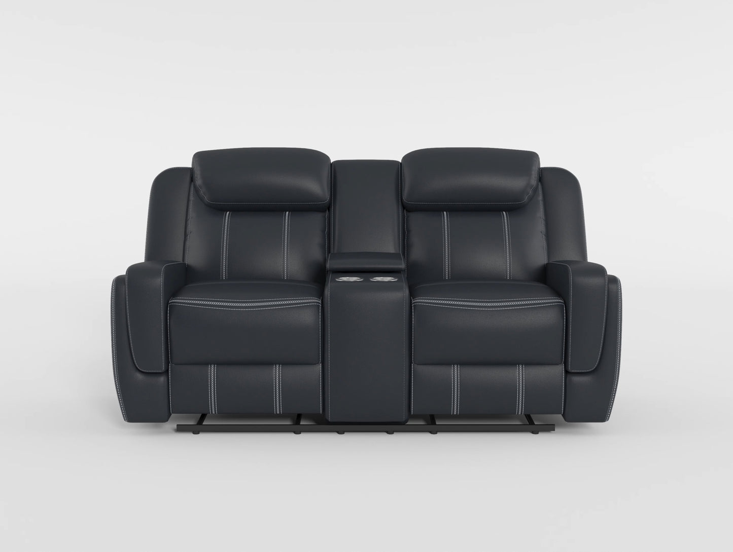8516BU-2 - Double Reclining Love Seat with Center Console, Receptacles and USB Ports