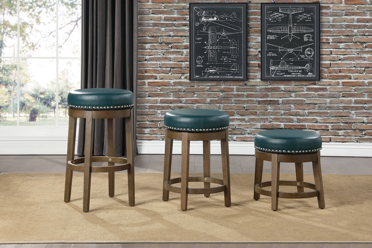 5681GEN-29 - Round Swivel Pub Height Stool, Green