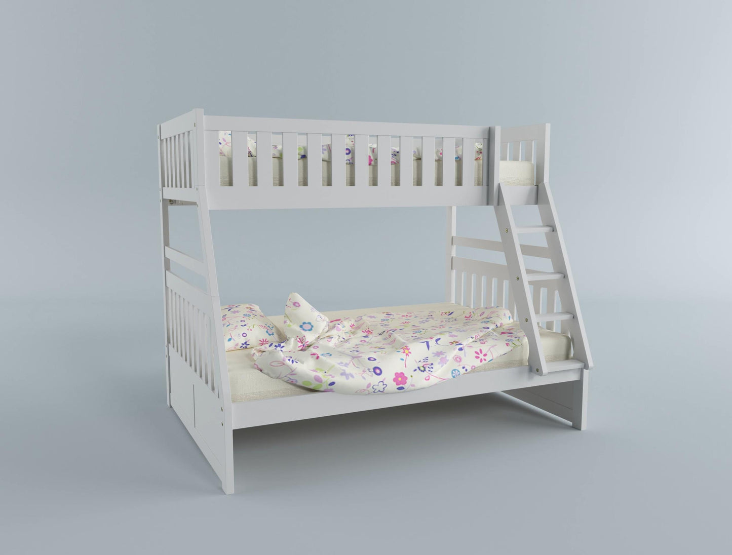 B2053TFW-1*T - (4) Twin/Full Bunk Bed with Storage Boxes