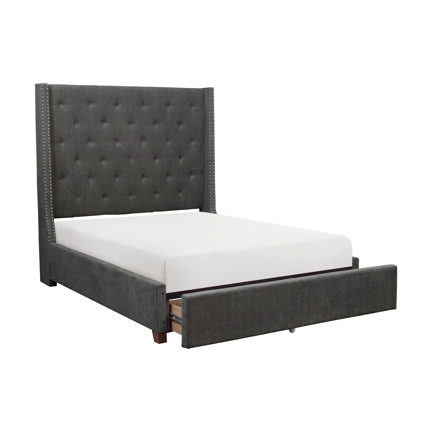 5877GY-1DW* - (3)Queen Platform Bed with Storage Footboard
