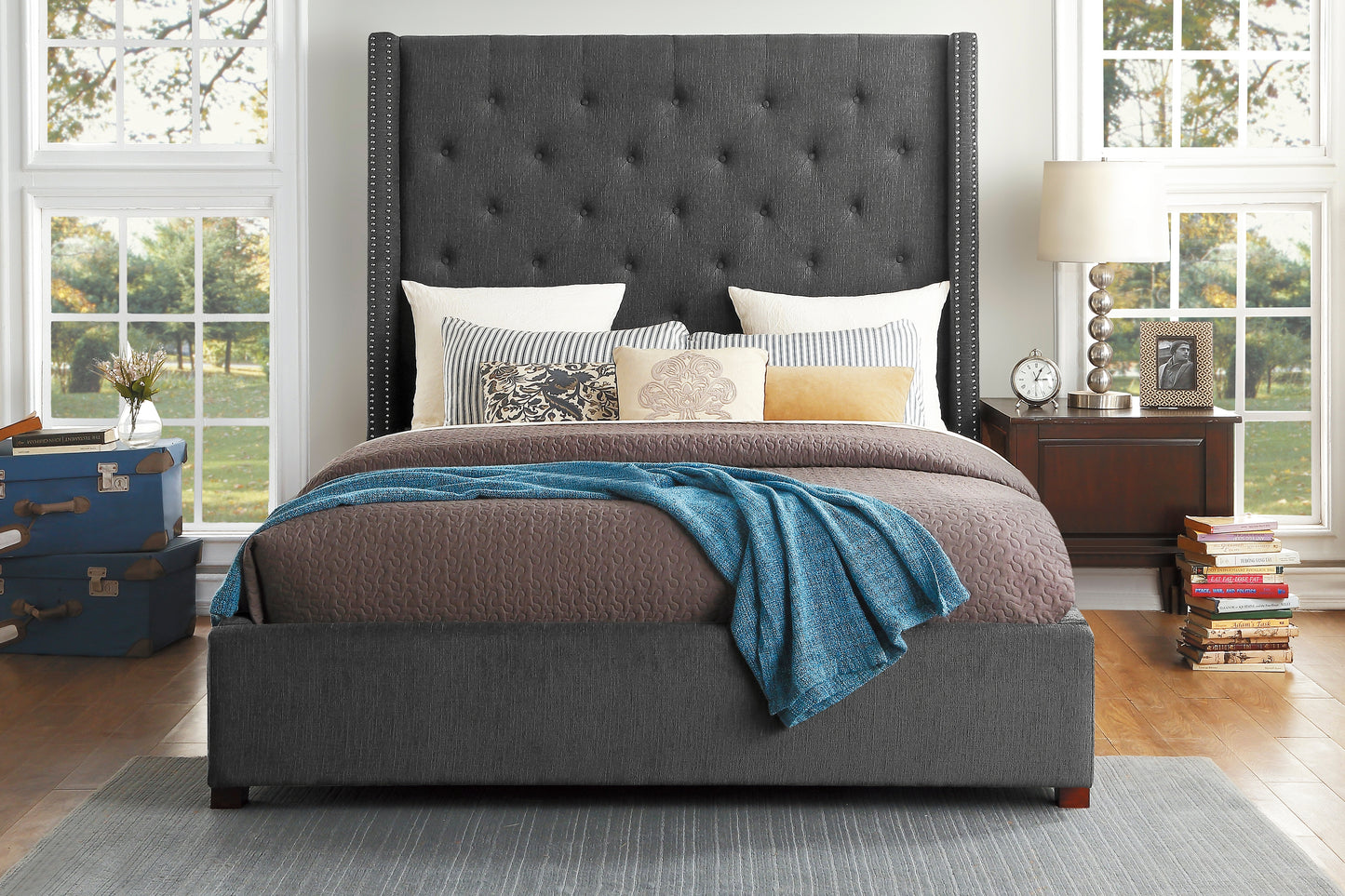 5877GY-1* - (2)Queen Platform Bed