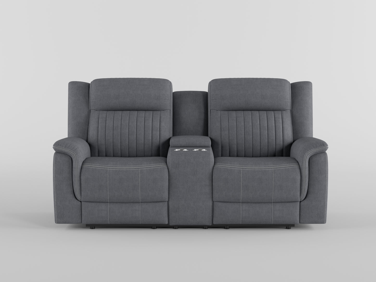 9646GY-2 - Double Reclining Love Seat with Center Console