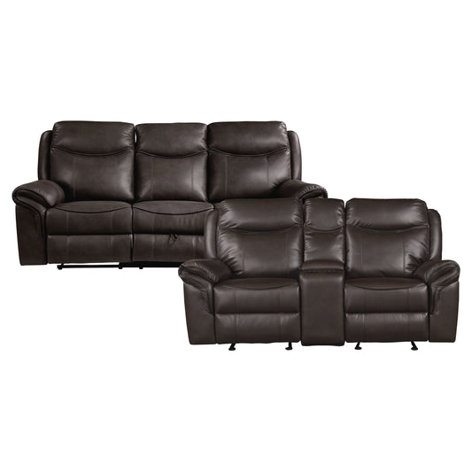 8206BRW*2 - 2pc Set: Sofa, Love
