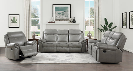 8206GRY-2 - Double Glider Reclining Love Seat with Center Console, Receptacles and USB Ports