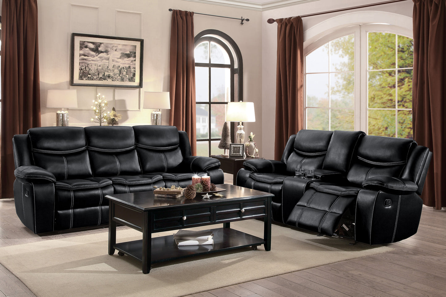 8230BLK-3 - Double Reclining Sofa