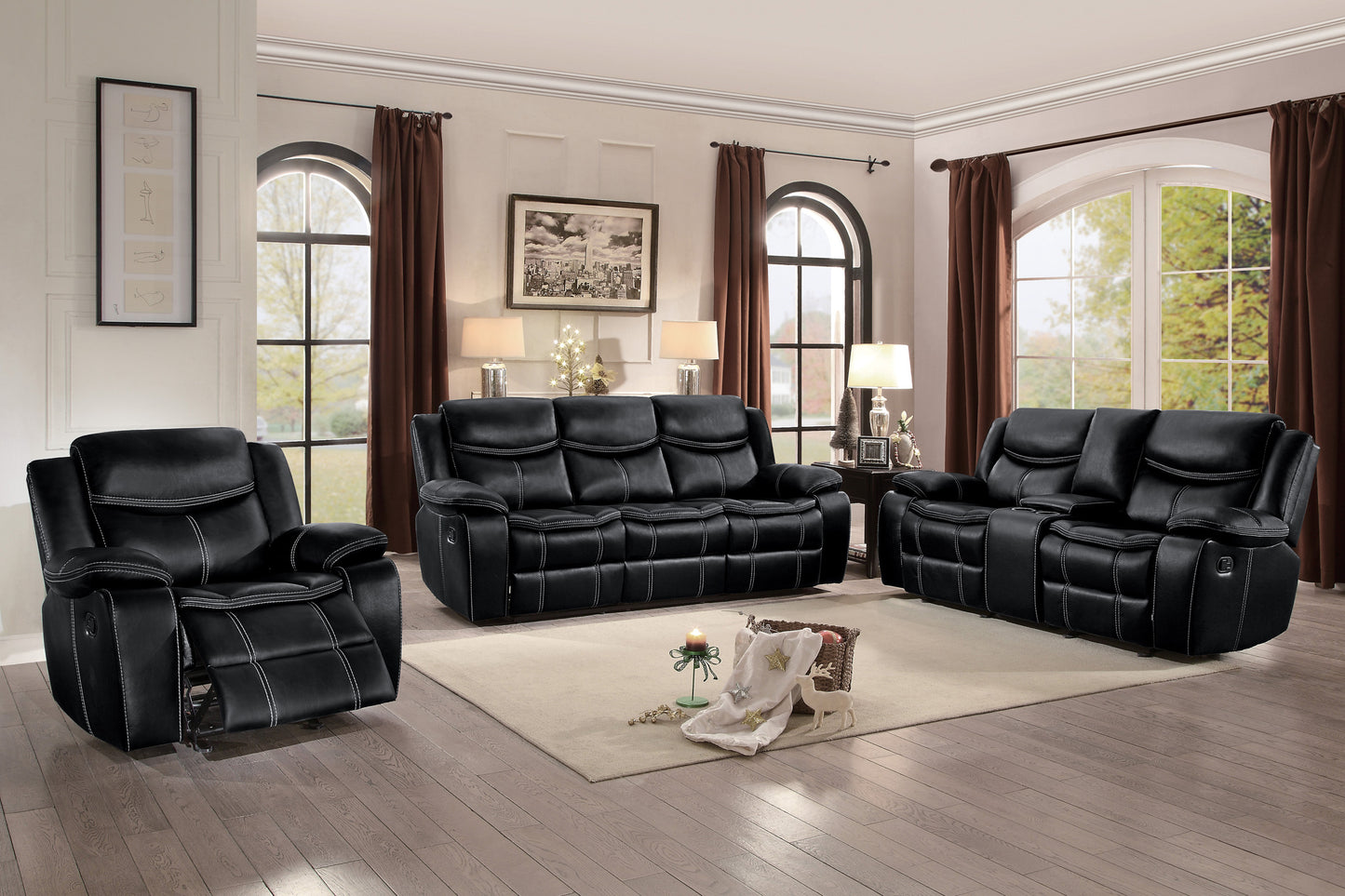 8230BLK-3 - Double Reclining Sofa