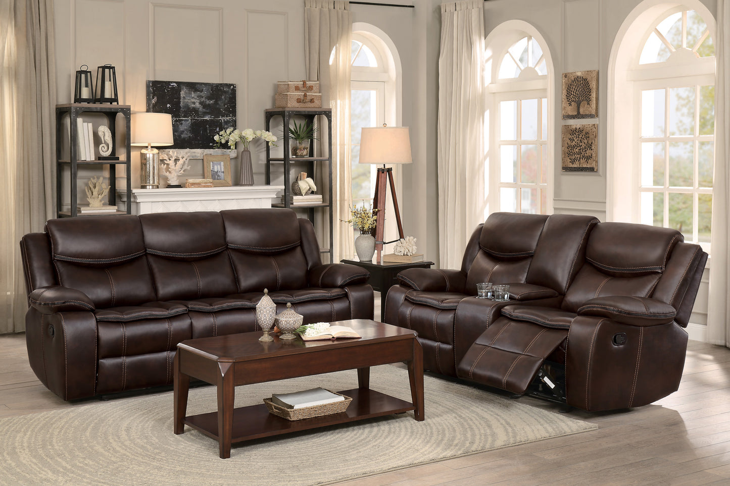 8230BRW-3 - Double Reclining Sofa