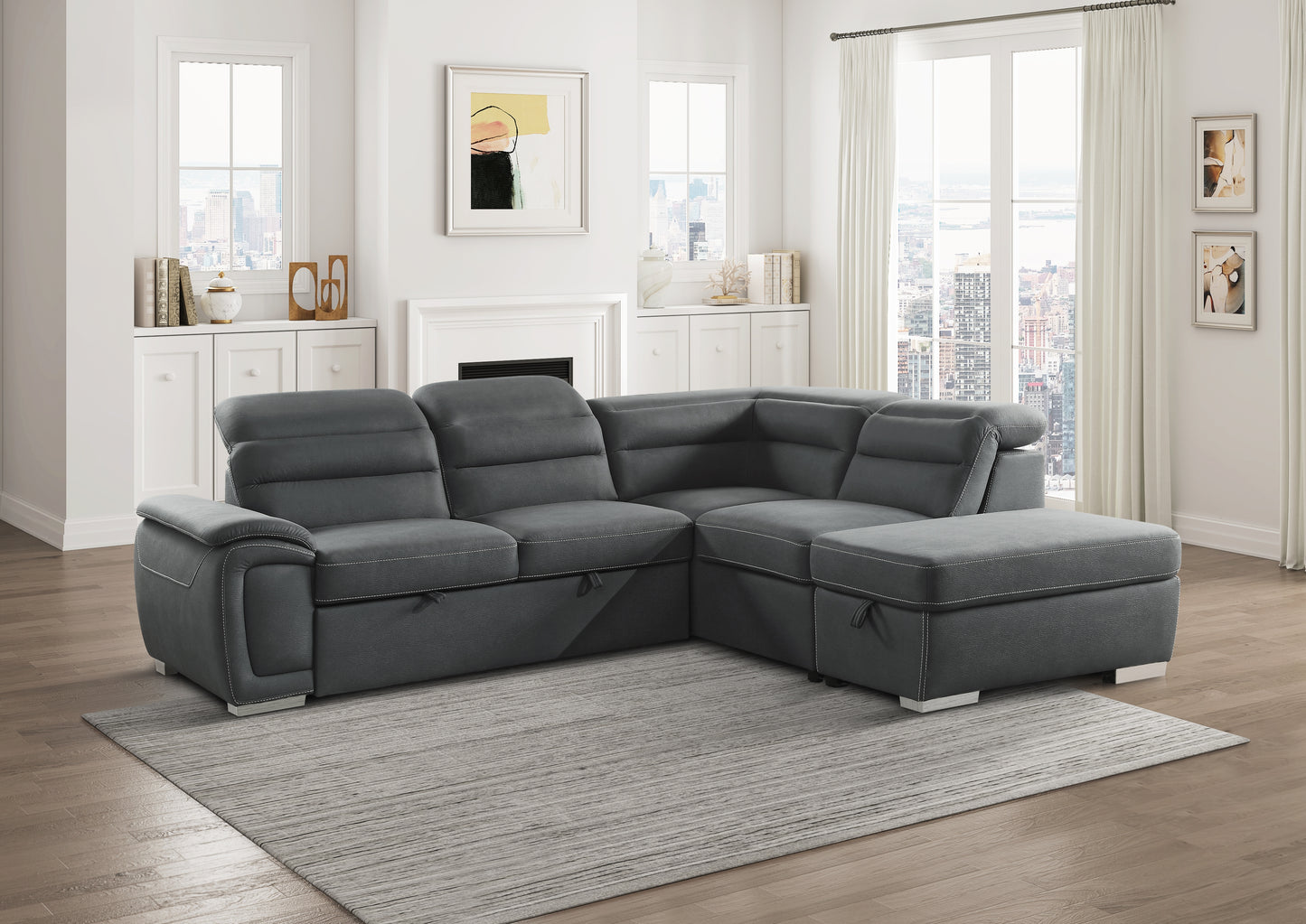 8277NGY-4 - (3/3)Storage Ottoman