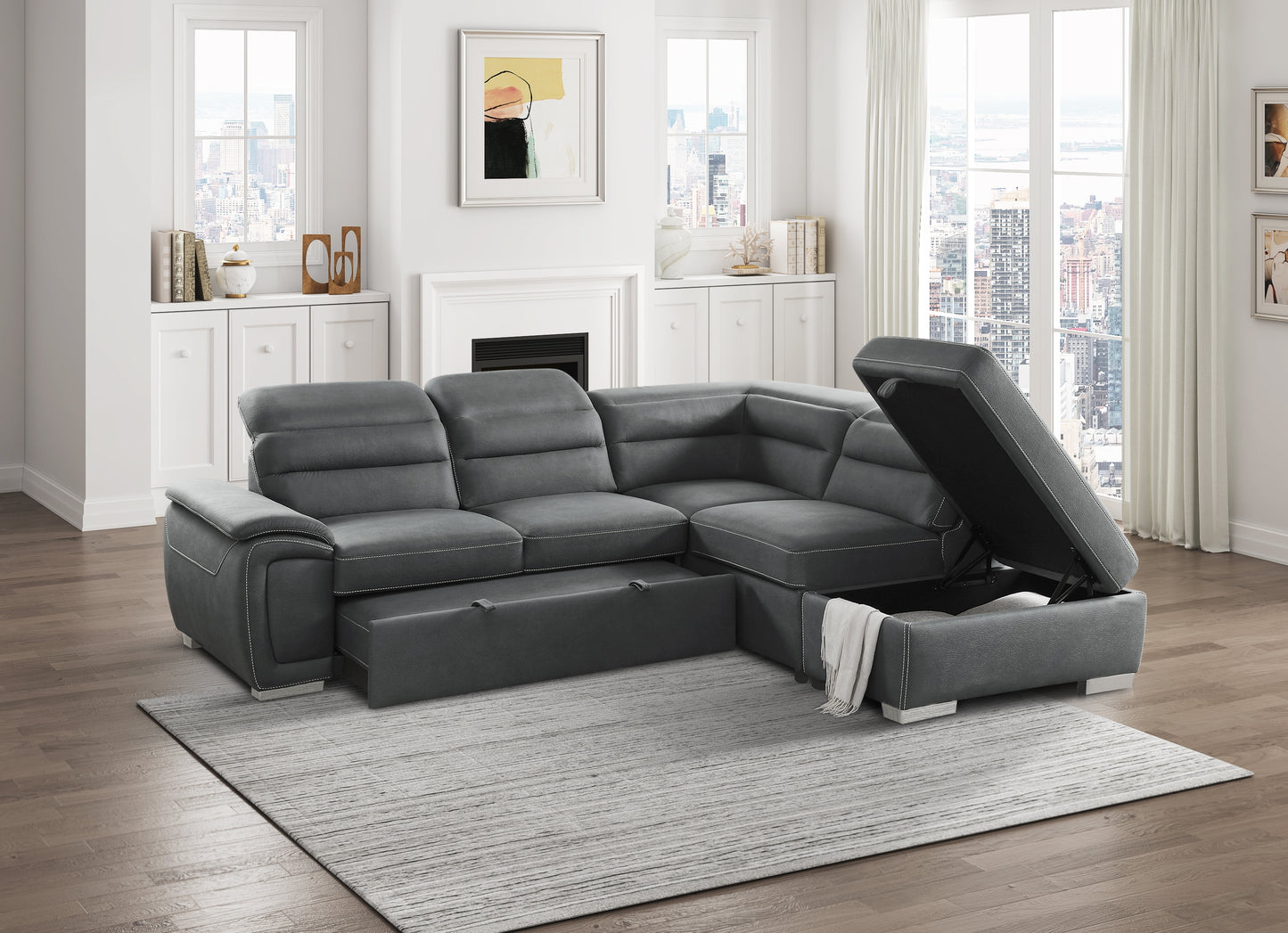 8277NGY-4 - (3/3)Storage Ottoman