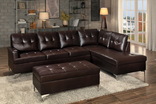 8378BRW*3 - (3)3-Piece Sectional with Right Chaise and Ottoman