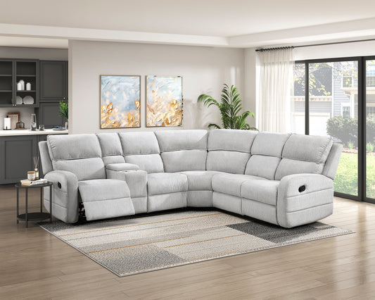 8406GY*SC - (3)3-Piece Reclining Sectional with Left Console