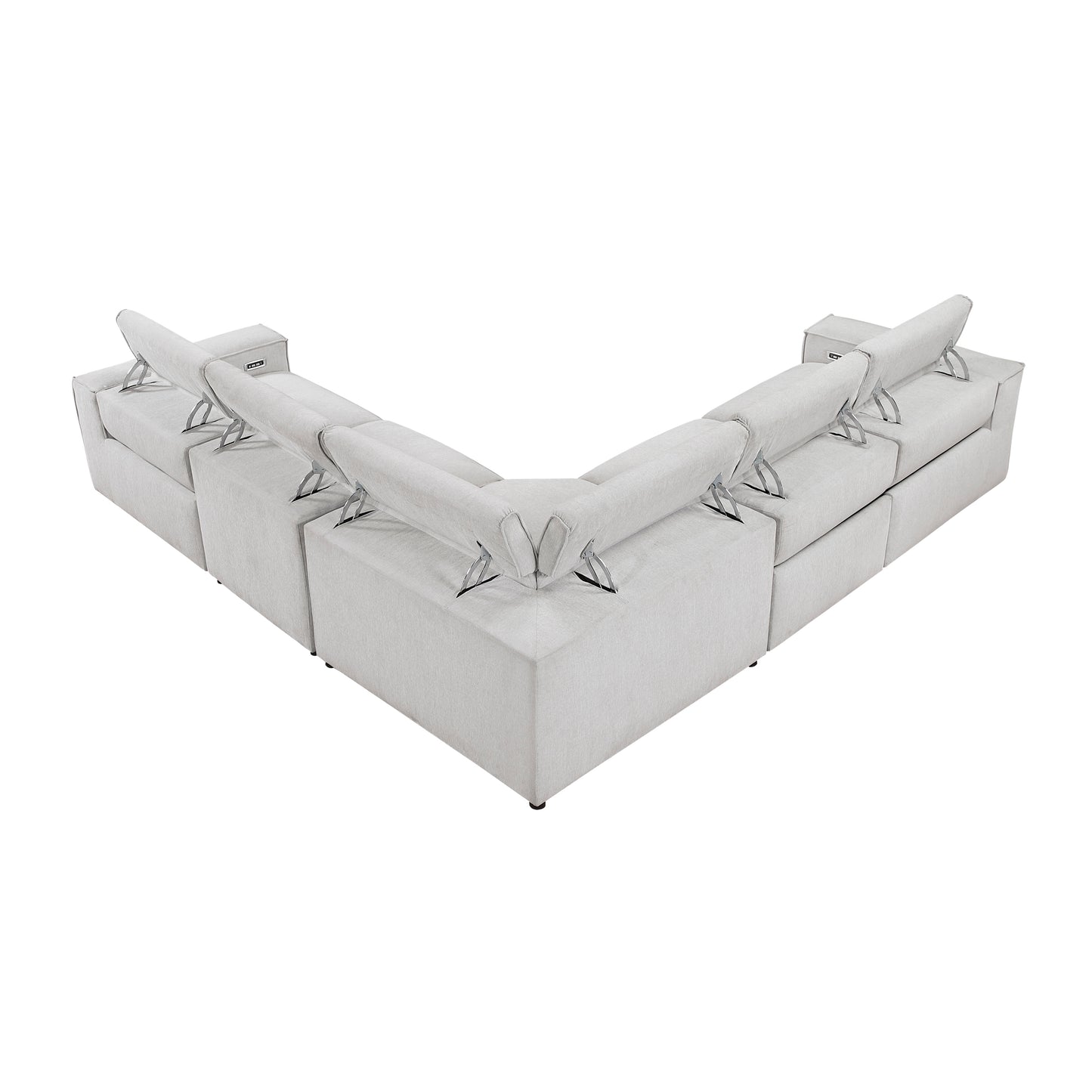 8414GRY-*5LRRRPWH - (5)5-Piece Modular Power Reclining Sectional with Power Headrests
