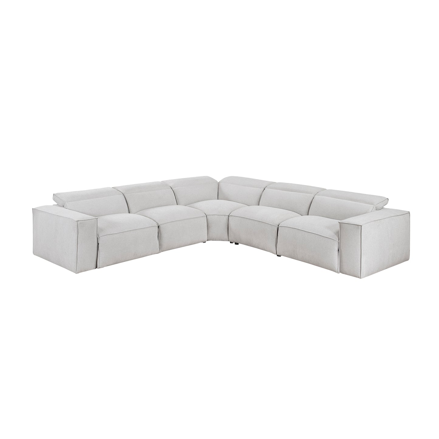 8414GRY-*5LRRRPWH - (5)5-Piece Modular Power Reclining Sectional with Power Headrests