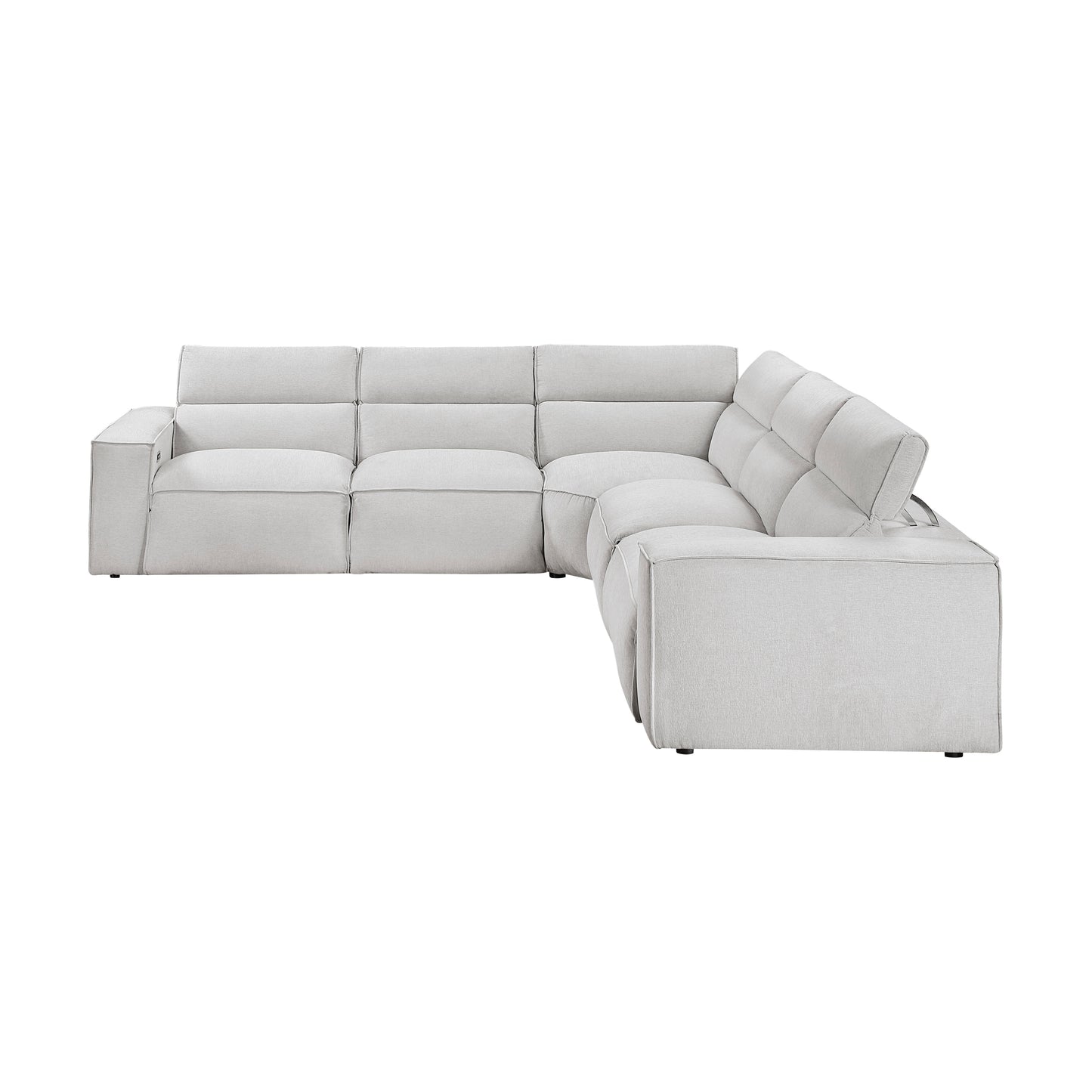 8414GRY-*5LRRRPWH - (5)5-Piece Modular Power Reclining Sectional with Power Headrests