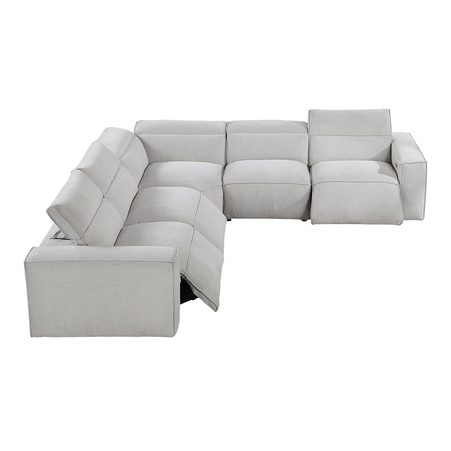 8414GRY-*5LRRRPWH - (5)5-Piece Modular Power Reclining Sectional with Power Headrests