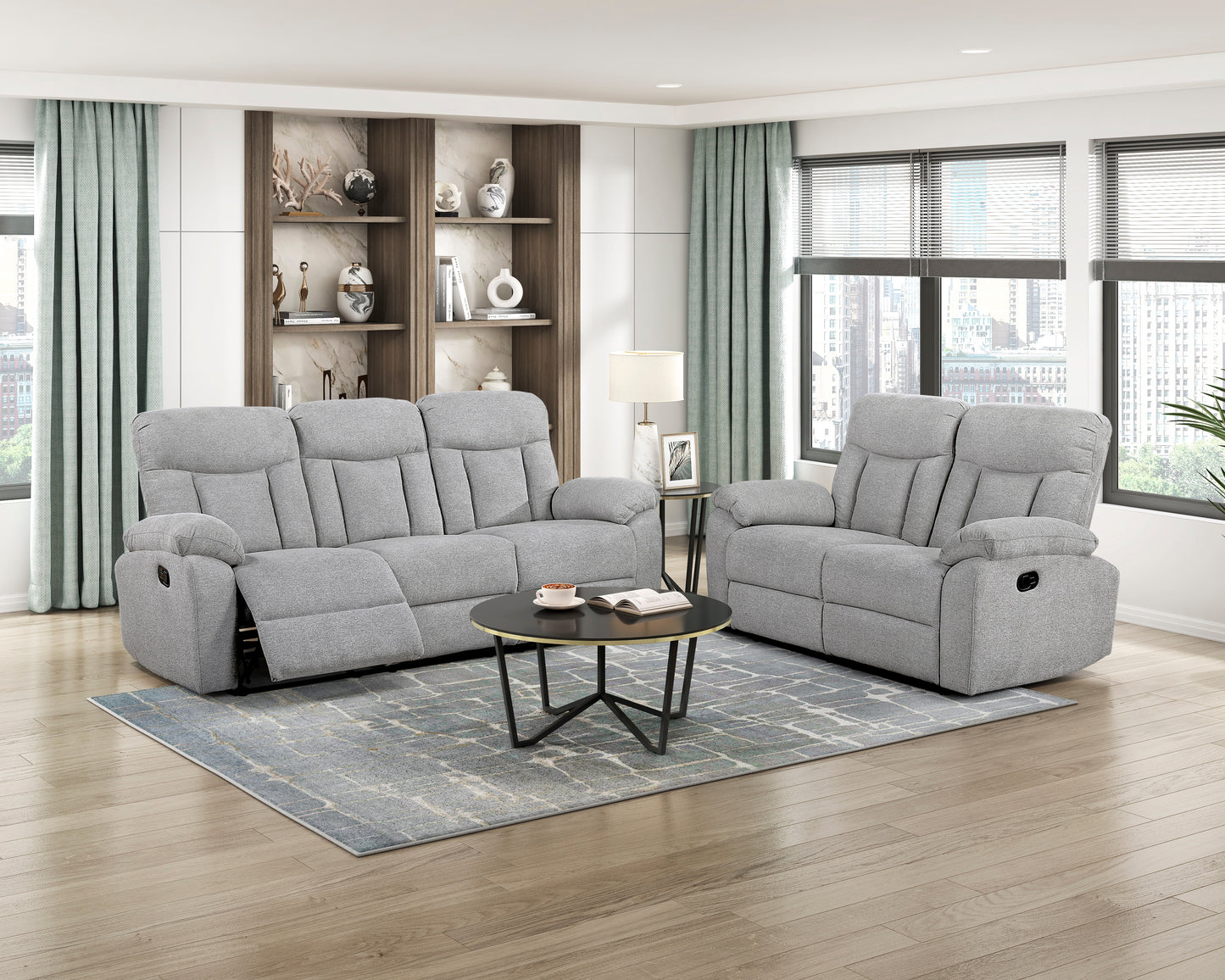 8440GRY-3 - Double Reclining Sofa
