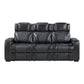8449BK-3PWHM - Power Double Reclining Sofa with Center Drop-Down Cup Holders, Power Headrests, Storage Arms with Cup holders, Reading Lights, Wireless Charger, Air Massage and Heat, LED Lighting and Charging Ports