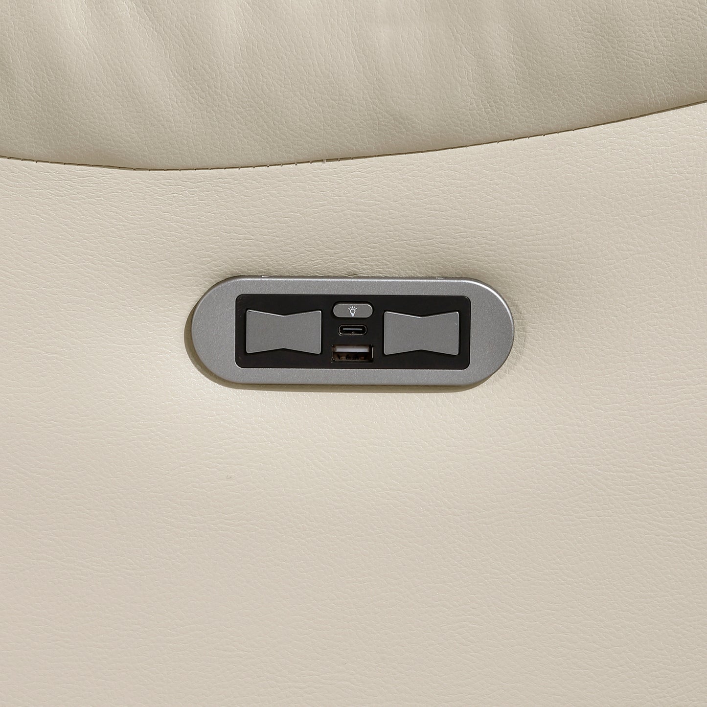 8457BEG-3PW - Power Double Reclining Sofa with Center Drop-Down Cup Holders, Wireless Charger, Magazine Bag, LED and Charging Ports