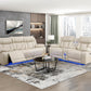 8457BEG-3PW - Power Double Reclining Sofa with Center Drop-Down Cup Holders, Wireless Charger, Magazine Bag, LED and Charging Ports